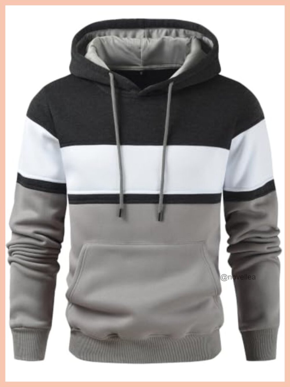 Men's Cotton-Polyester Fleece Hoodie Pullover Color Block